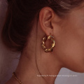 Boucles d&#39;oreilles plaquées en or Spiral personnalisé 18 carats bijoux en acier inoxydable en acier inoxydable Boucles d&#39;oreilles torsadées pour les dames